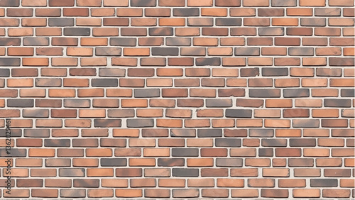 Brick wall background. Realistic brick wall vector illustration with detailed texture. Seamless brick wall. 

