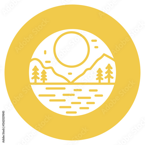 Moonlit Lake Vector Icon
