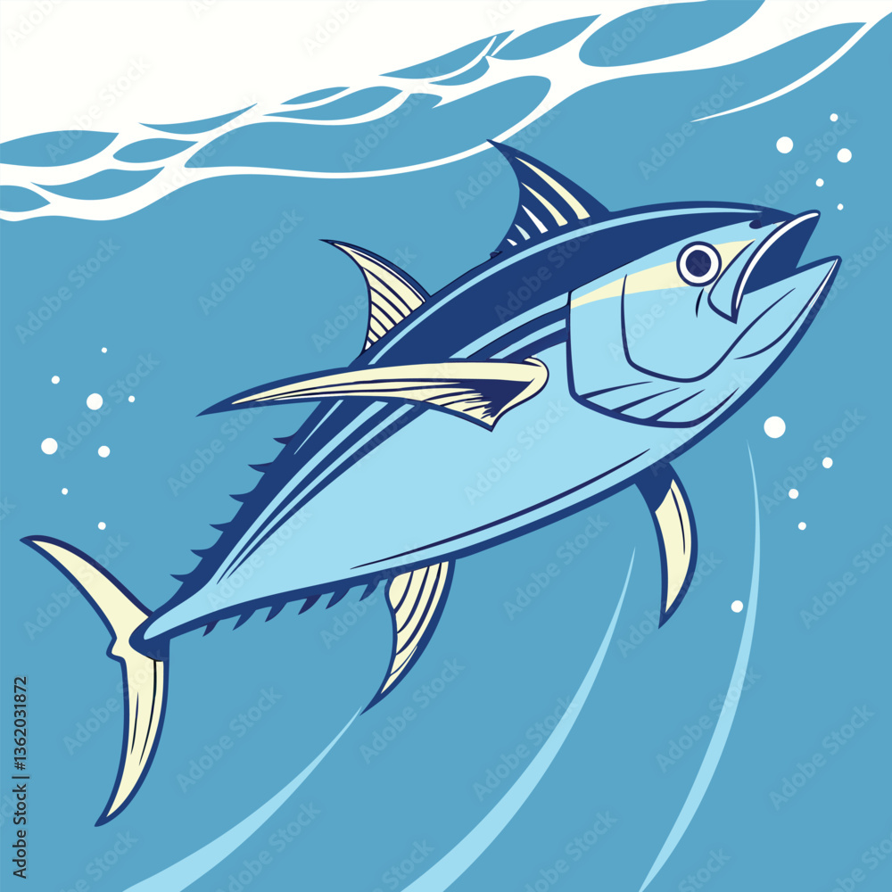 Vector illustration of a fish swimming in the ocean