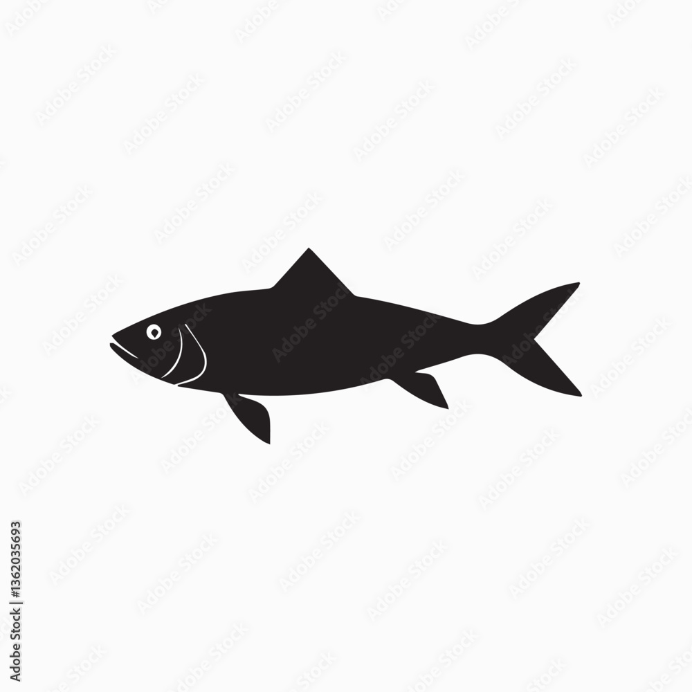 Fototapeta premium Silhouette of a Fish Swimming Vector Design.