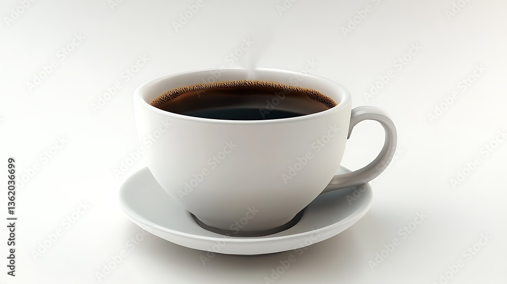 White coffee cup isolated on white background with espresso and saucer White coffee cup isolated on white background with espresso and saucer