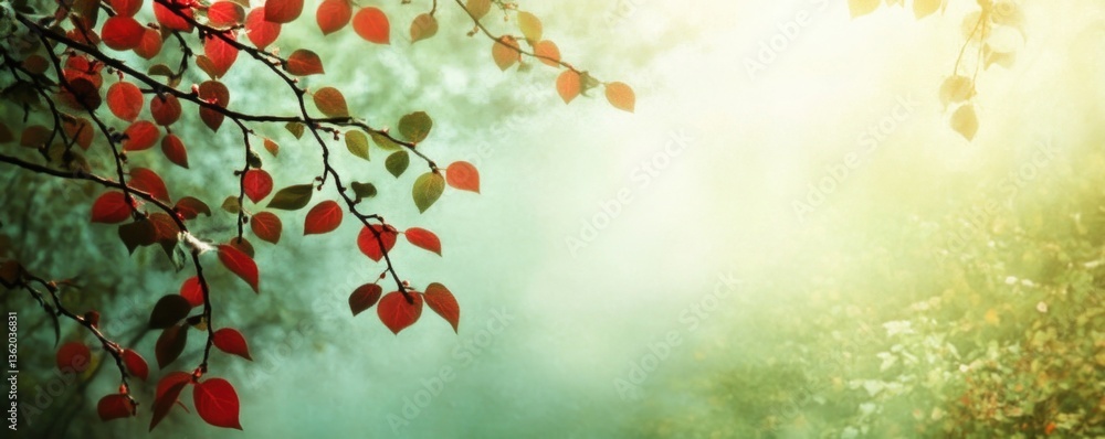 Bright tree leaves stand out against a softly blurred background. Bright tree leaves stand out against a softly blurred background.