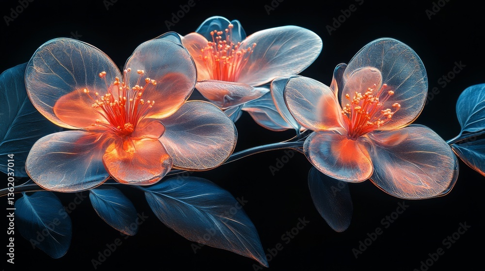 Chrome liquid Sakura cherry blossom flower. 3D render, modern design. Isolated holographic futuristic floral icon. Y2K, brutalism retro futurism concept. Chrome liquid Sakura cherry blossom flower. 3D render, modern design. Isolated holographic futuristic floral icon. Y2K, brutalism retro futurism concept.