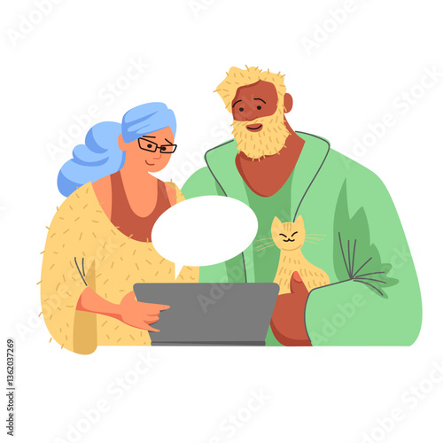 People use gadgets. Work online on a computer or laptop. graphic vector illustrations on a white background