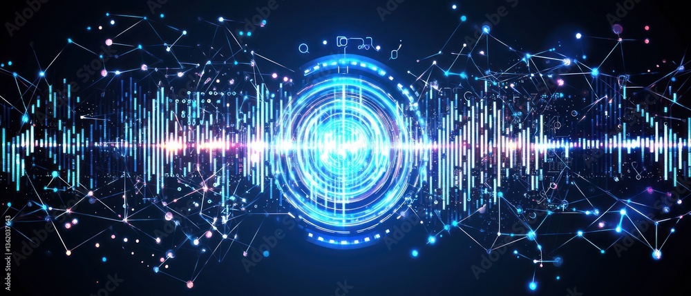 Obraz premium Abstract Digital Waveform Visualization: Futuristic Technology Network