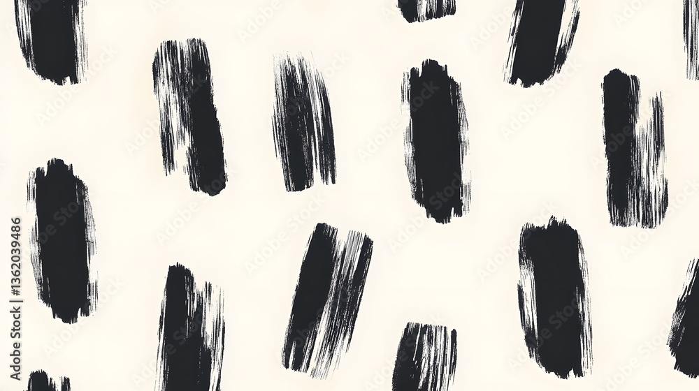 Black brush strokes pattern across a cream colored artistic backdrop Black brush strokes pattern across a cream colored artistic backdrop