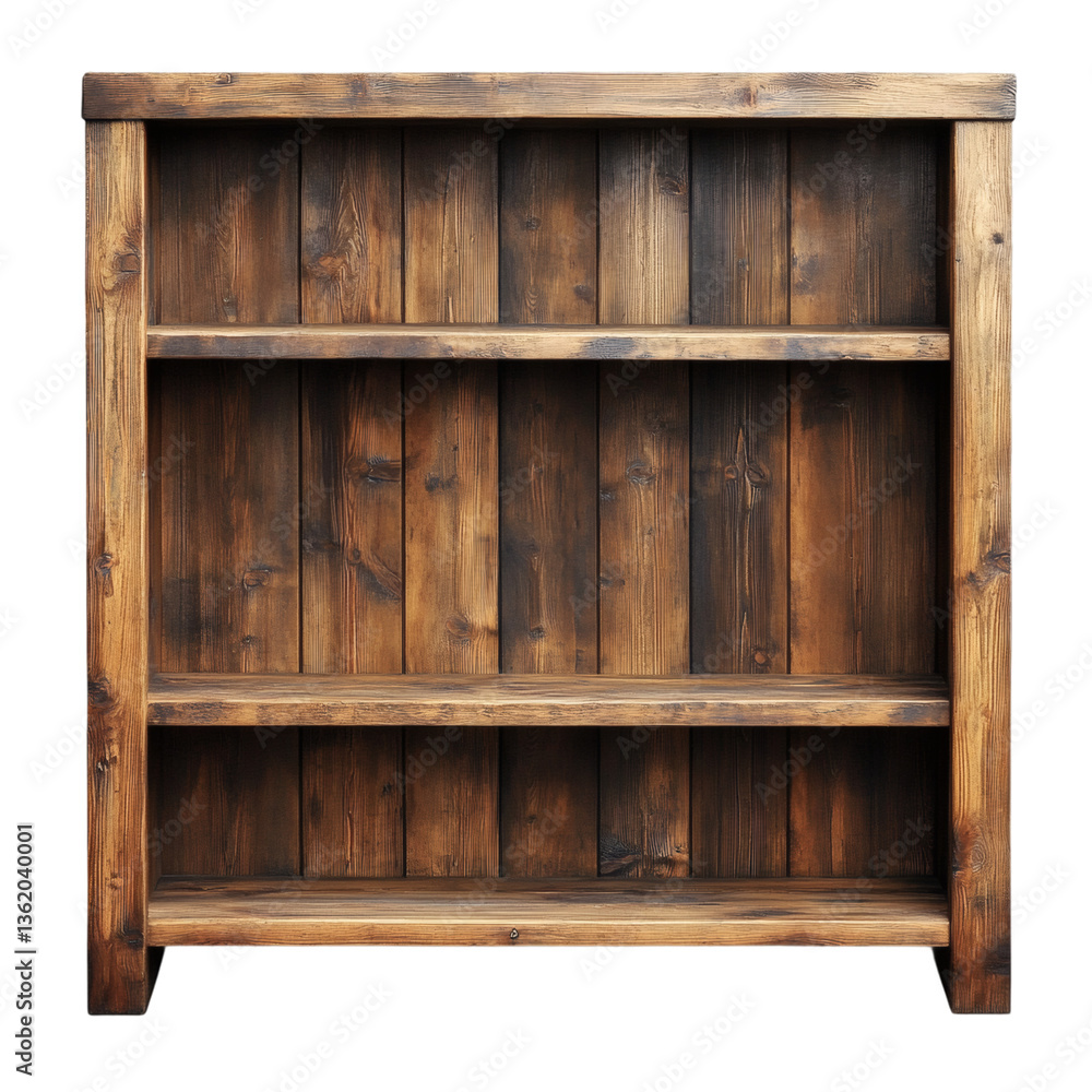 Rustic wood bookshelf shelving unit storage furniture bookcase display shelves home decor organization transparent background Rustic wood bookshelf shelving unit storage furniture bookcase display shelves home decor organization transparent background