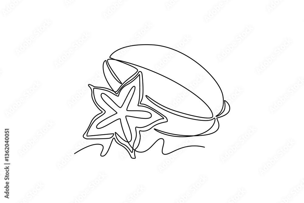 Star fruit. Fruits concept. Single line draw design. Vector graphic illustration Star fruit. Fruits concept. Single line draw design. Vector graphic illustration