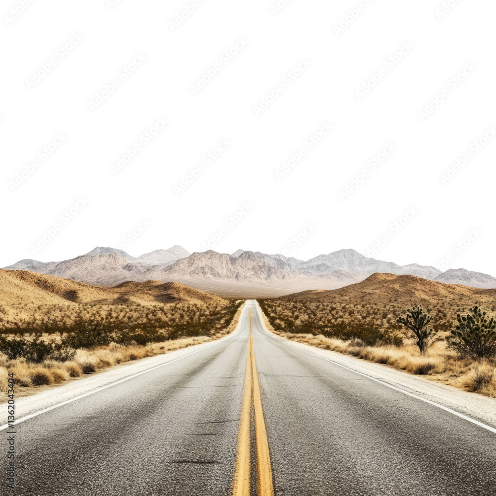 Scenic Desert Highway with Rocky Mountains in the Background landscape Scenic Desert Highway with Rocky Mountains in the Background landscape