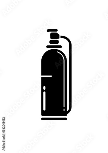 Oxygen cylinder, oxygen tank icon vector in black color with white background. Medical life support oxygen cylinder sign