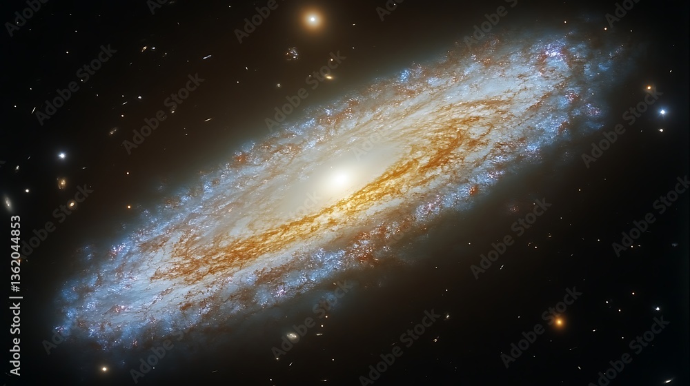 Fototapeta premium Elliptical galaxy with spiral arms and central bulge.