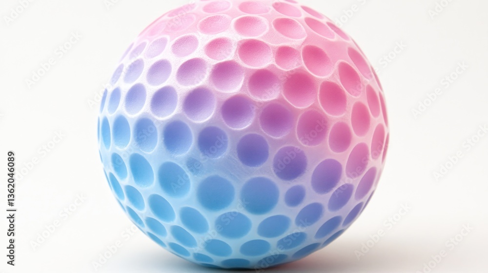 Vibrant, ombre-colored golf ball with dimples. Vibrant, ombre-colored golf ball with dimples.