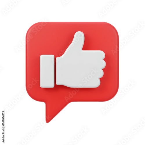 3D thumb up like icon in the red chat bubble transparent background