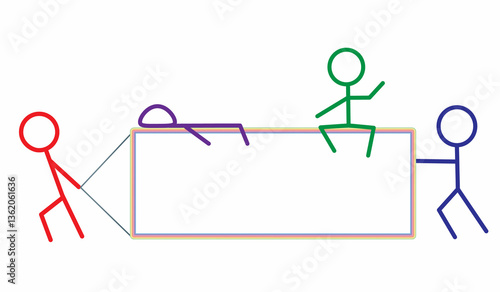 beautiful logo with colored men and a frame