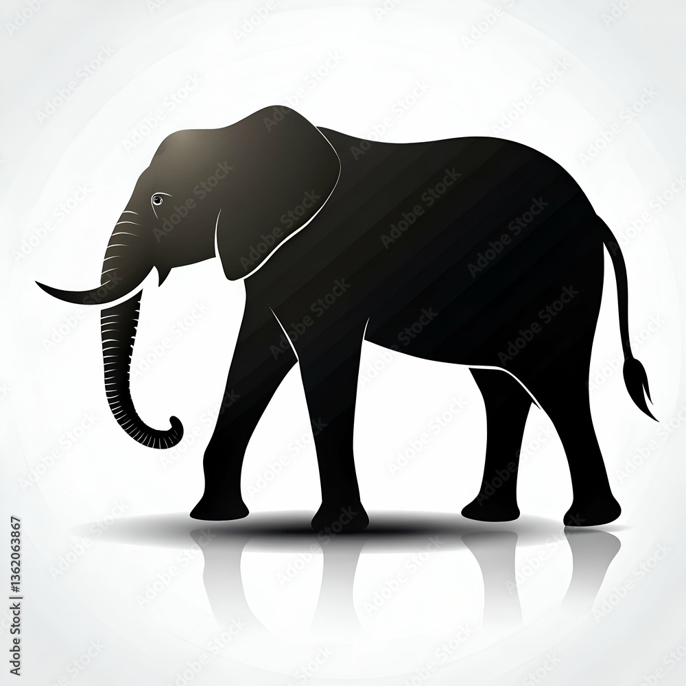 Fototapeta premium Elephant silhouette isolated on transparent background 