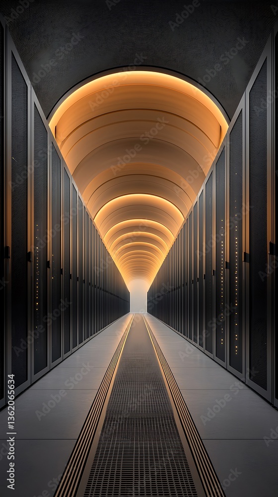 Obraz premium Server Room Corridor with Data Center.