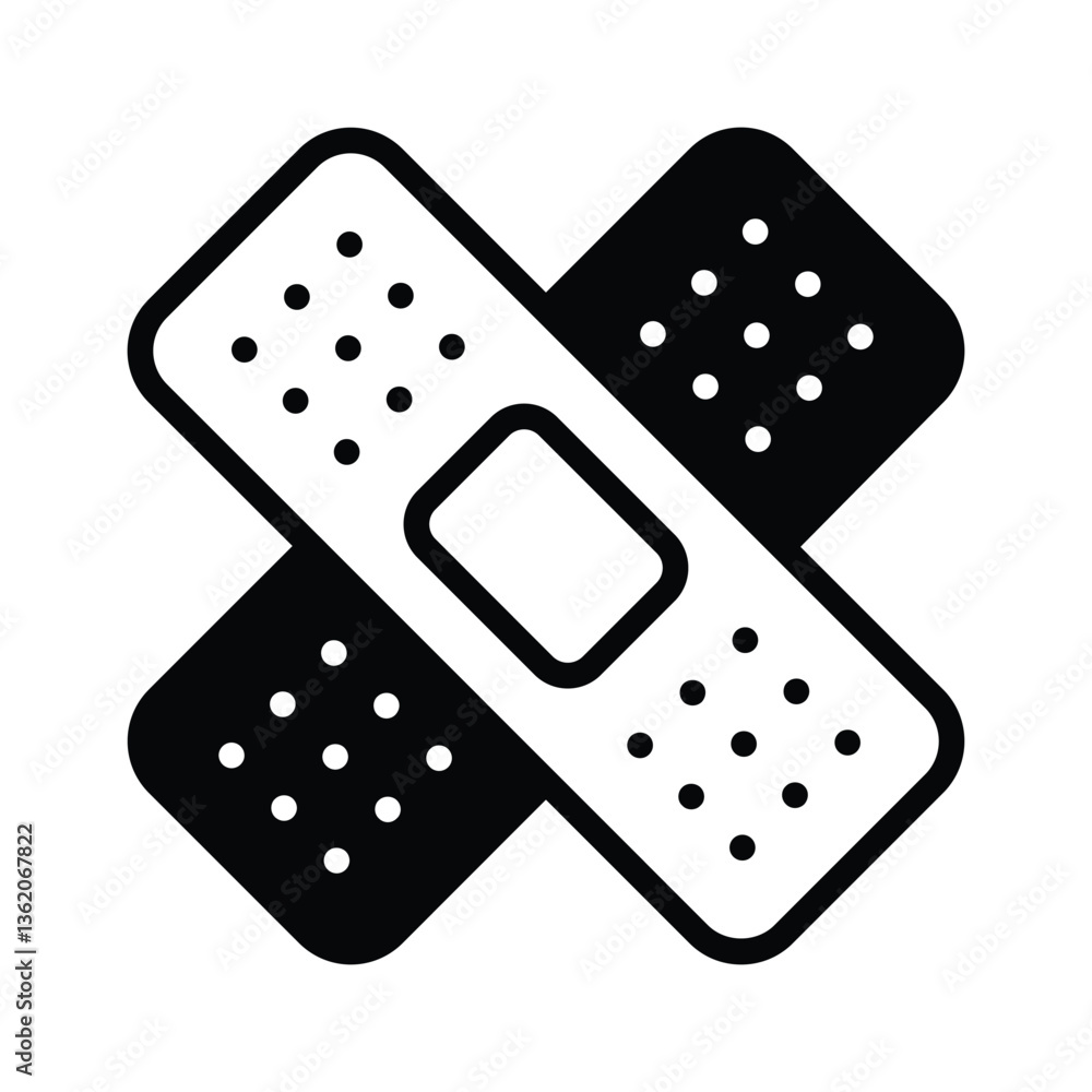 Two crossed bandages representing medical aid and safety. Two crossed bandages representing medical aid and safety.