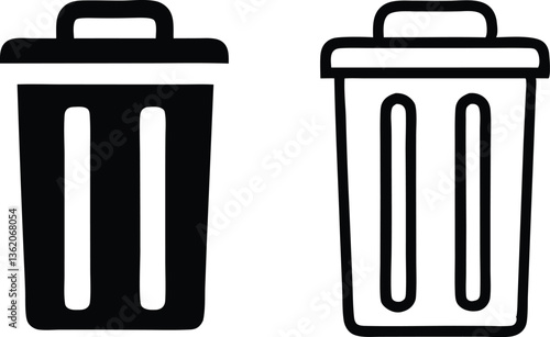 Bin icon set. Trash can, delete button. Vector