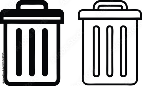 Bin icon set. Trash can, delete button. Vector