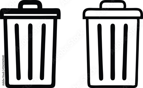 Bin icon set. Trash can, delete button. Vector