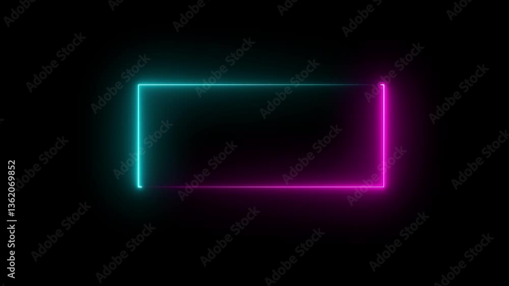 A cyan and pink color Abstract glowing neon rectangle border frame in the shape rectangle energy line animation. Neon rectangle frame animation on black background. HD A cyan and pink color Abstract glowing neon rectangle border frame in the shape rectangle energy line animation. Neon rectangle frame animation on black background. HD
