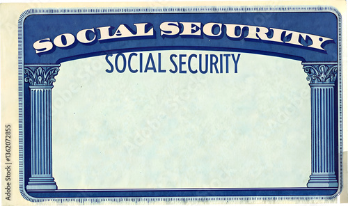 Social Security Card Design with Classic Columns and Blue Accents  