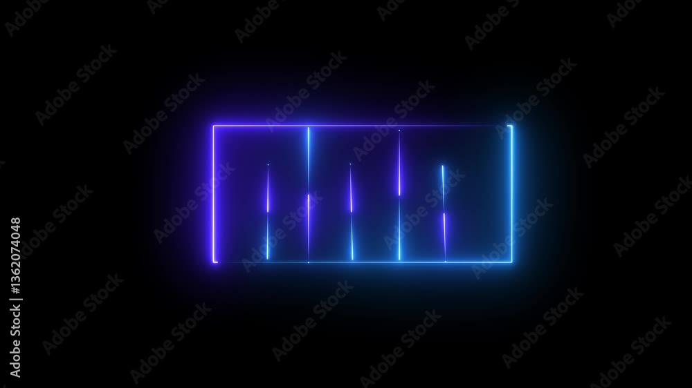 A cyan -blue Abstract neon speed line animation. Neon lights glowing futuristic trendy vertical seamless neon light line technology motion black background. down and up direction A cyan -blue Abstract neon speed line animation. Neon lights glowing futuristic trendy vertical seamless neon light line technology motion black background. down and up direction