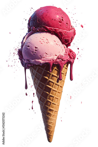 Delicious Chocolate and Strawberry Ice Cream Cone