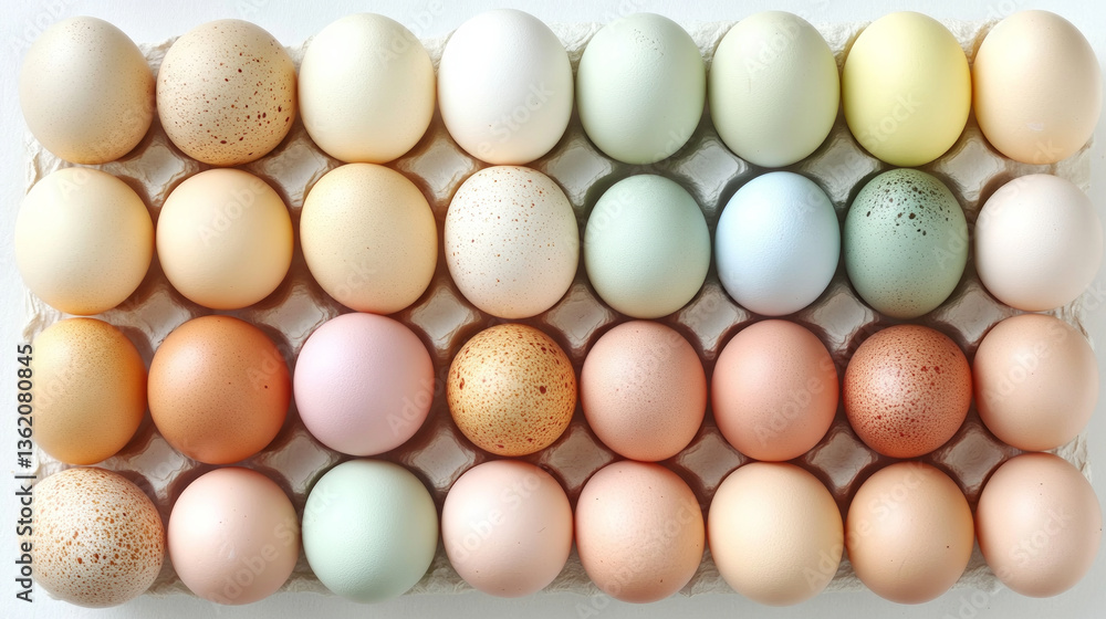 A top view of fresh organic chicken eggs from the farm perfect for Easter. AI generative A top view of fresh organic chicken eggs from the farm perfect for Easter. AI generative