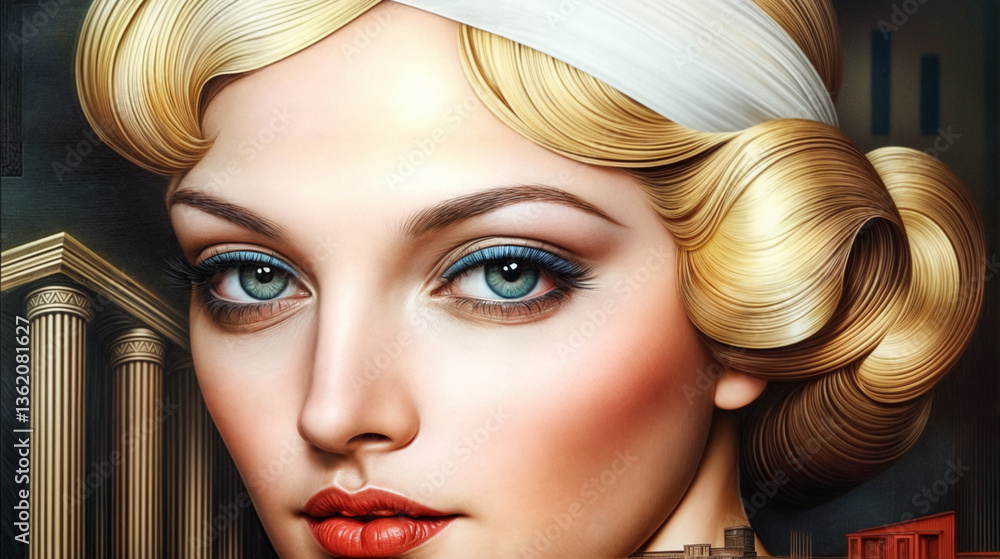 A close-up portrait of a woman with meticulously detailed features.
