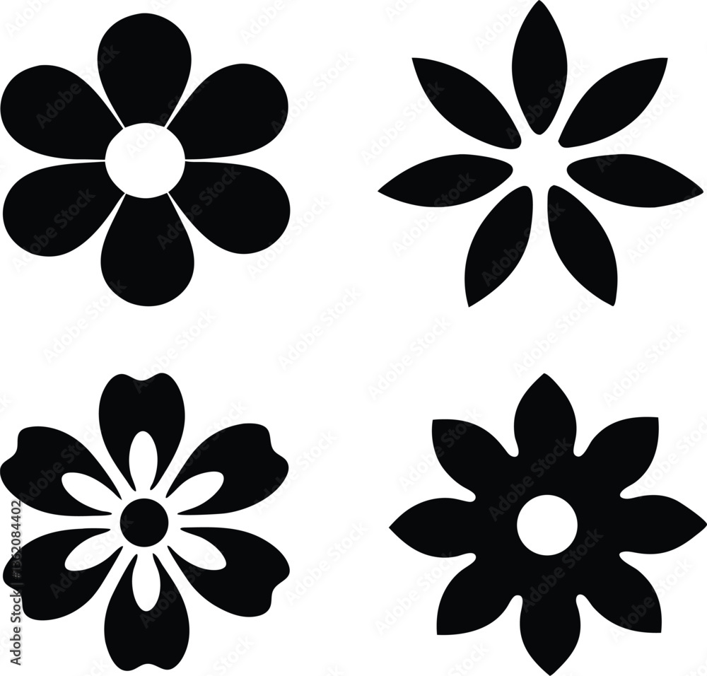 Obraz premium Flower icons set isolated on white background. Flower simple icon. Vector illustration