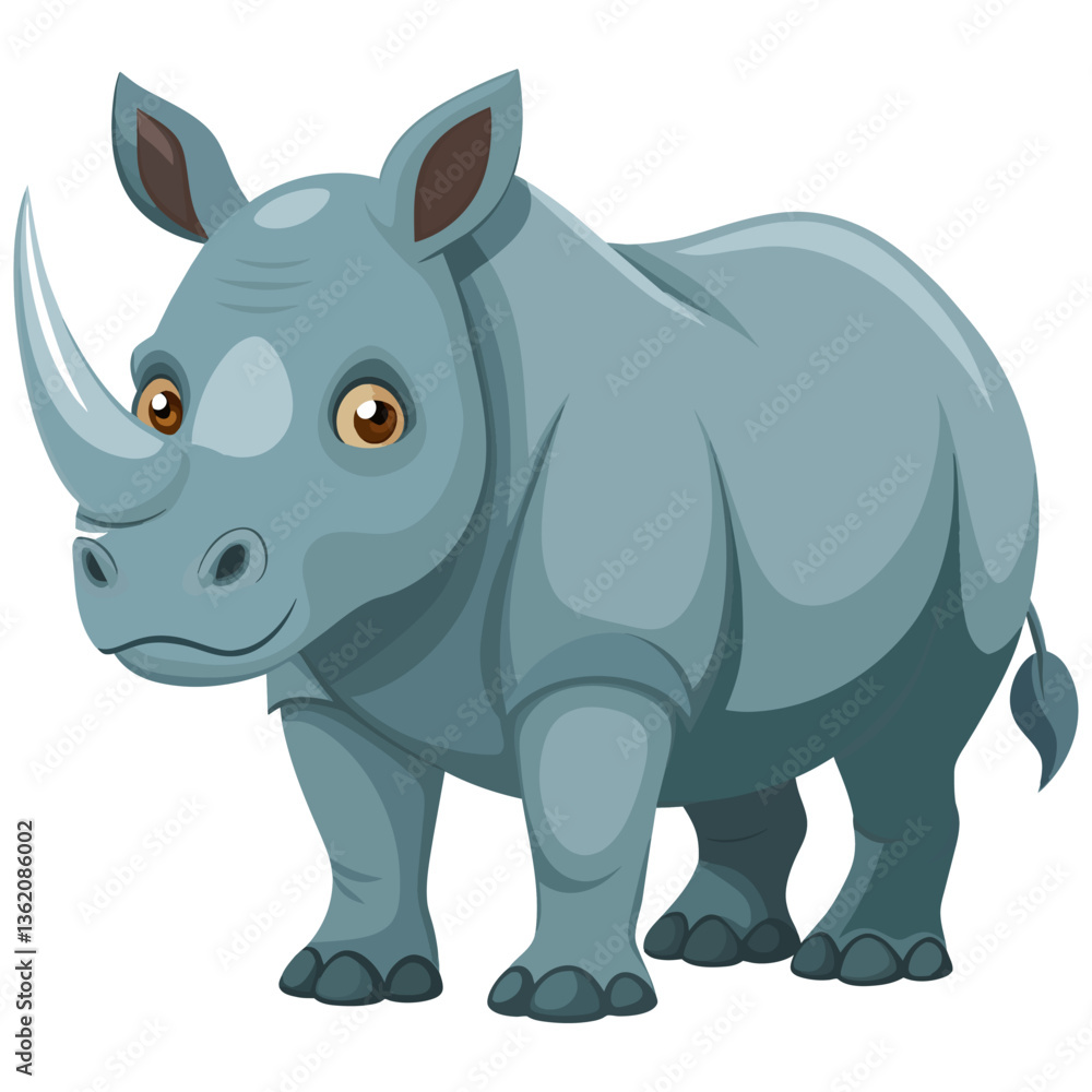 Fototapeta premium rhinoceros vector illustration, realistic large mammal artwork, wildlife animal design