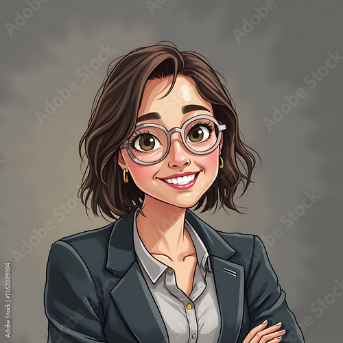 Confident Young Professional Smiling at Camera in Modern Office Setting with Laptop .
