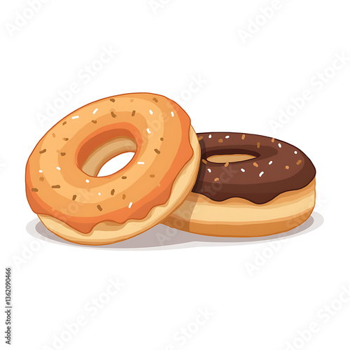 Pair of Classic Donuts on White Background – Minimalist Food Photography  
