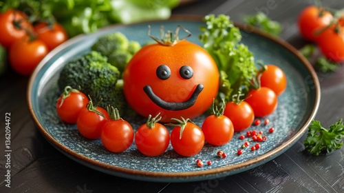 Healthy food concept. Smiling face made of fresh
