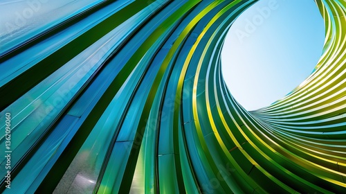 Abstract green and blue architectural design