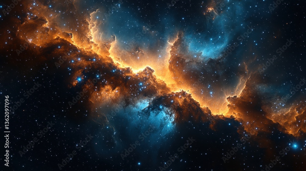 Fototapeta premium A beautiful cosmic nebula filled with numerous bright shining stars