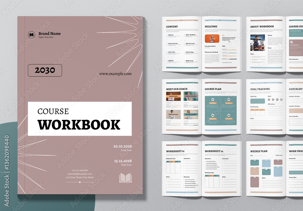 Course Workbook Template Layout Stock Template | Adobe Stock