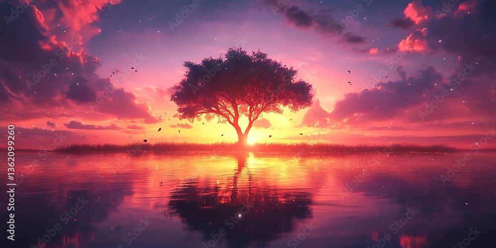 Obraz premium Peaceful Sunset Over Water