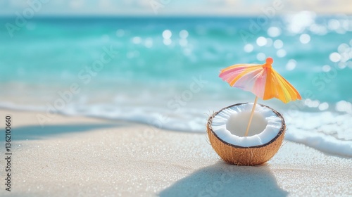 Exotic coconut cocktail, perfect for tropical vacations and summer getaways