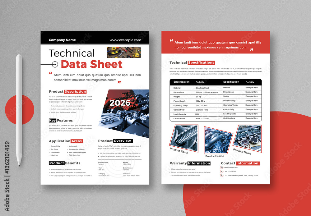 Technical Data And Product Sheet Stock Template | Adobe Stock