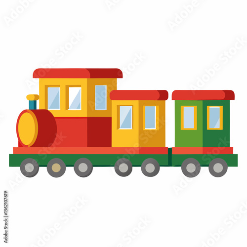 miniature toy train with attached carriages