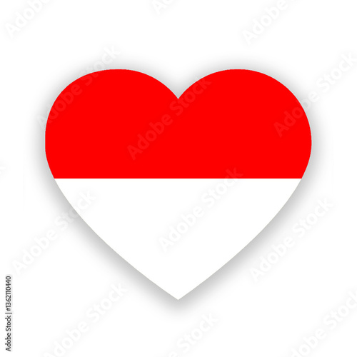 Free Download Indonesia national flag in heart shape isolated on white. Illustration	 - GFXLoad