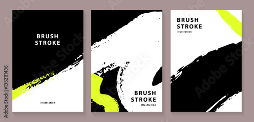 ブラシストロークの背景イラストセット_1