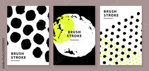 ブラシストロークの背景イラストセット_7