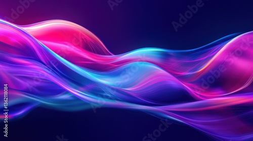 Wallpaper Mural A vibrant abstract image showcasing colorful waves of light in purple, blue, and pink, creating a dynamic, fluid visual effect. illustration Torontodigital.ca