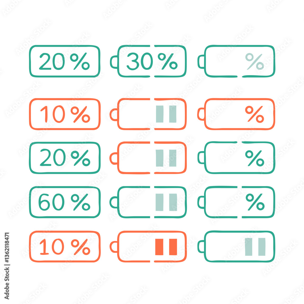 Battery Charge Icons Set Battery Charge Icons Set