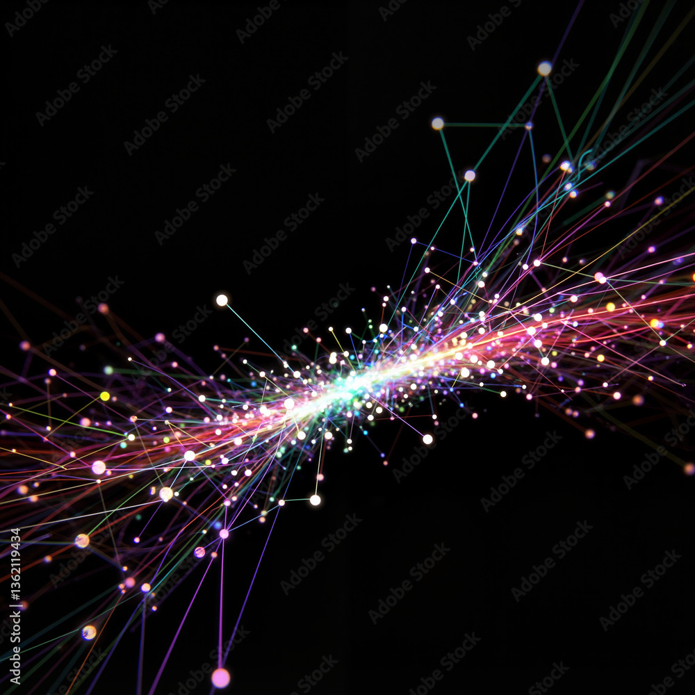 Fototapeta premium Abstract colorful lines and dots creating a vibrant energy flow