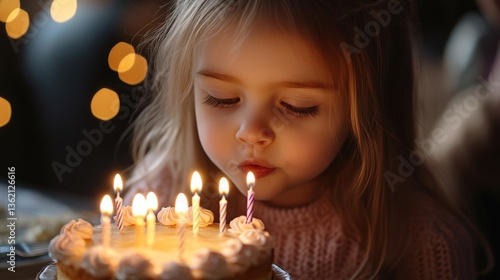 Wallpaper Mural Adorable Toddler Girl Blowing Out Birthday Candles on Sweet Cake A heartwarming scene of a child's birthday celebration Torontodigital.ca