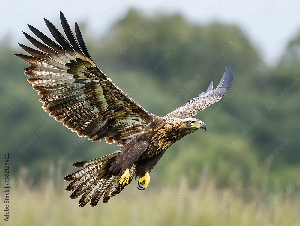 Fototapeta premium Golden Eagle Soaring in Flight.
